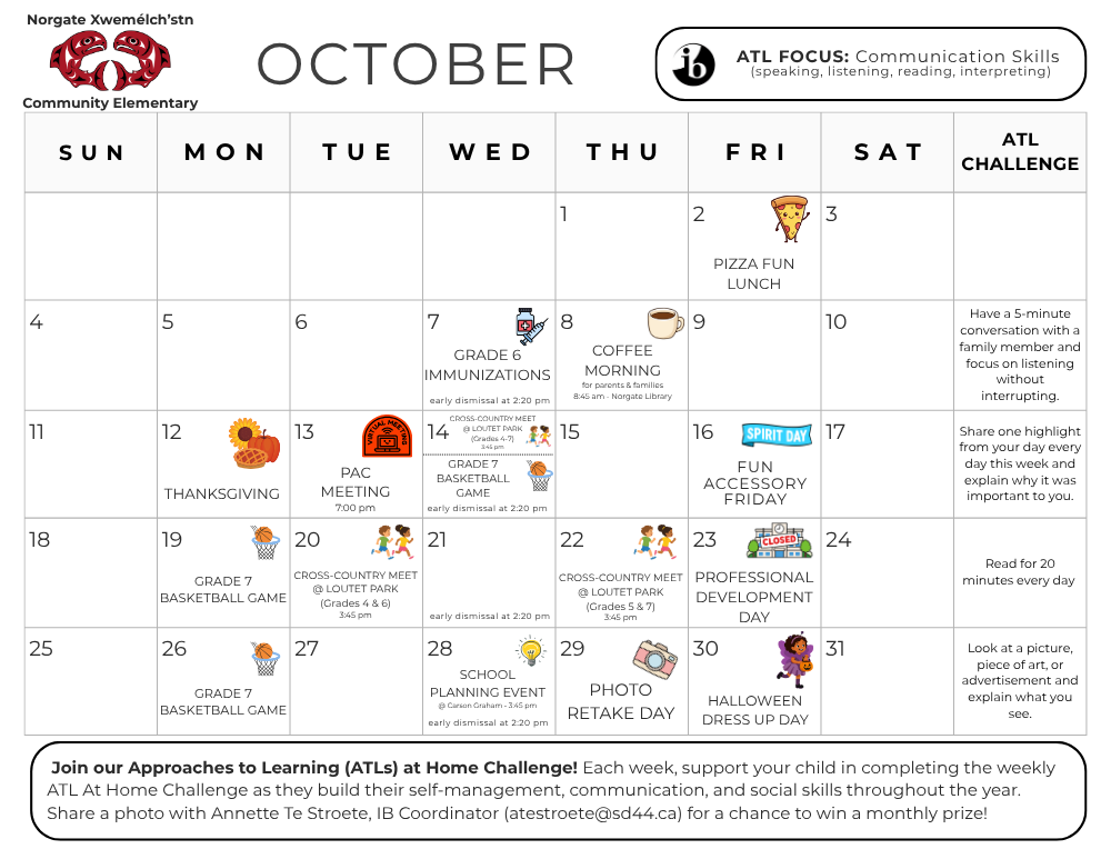 October ATL Calendar