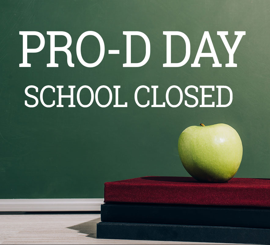 apple on school books with words Pro-D Day School Closed