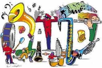 the word band shaped by instruments