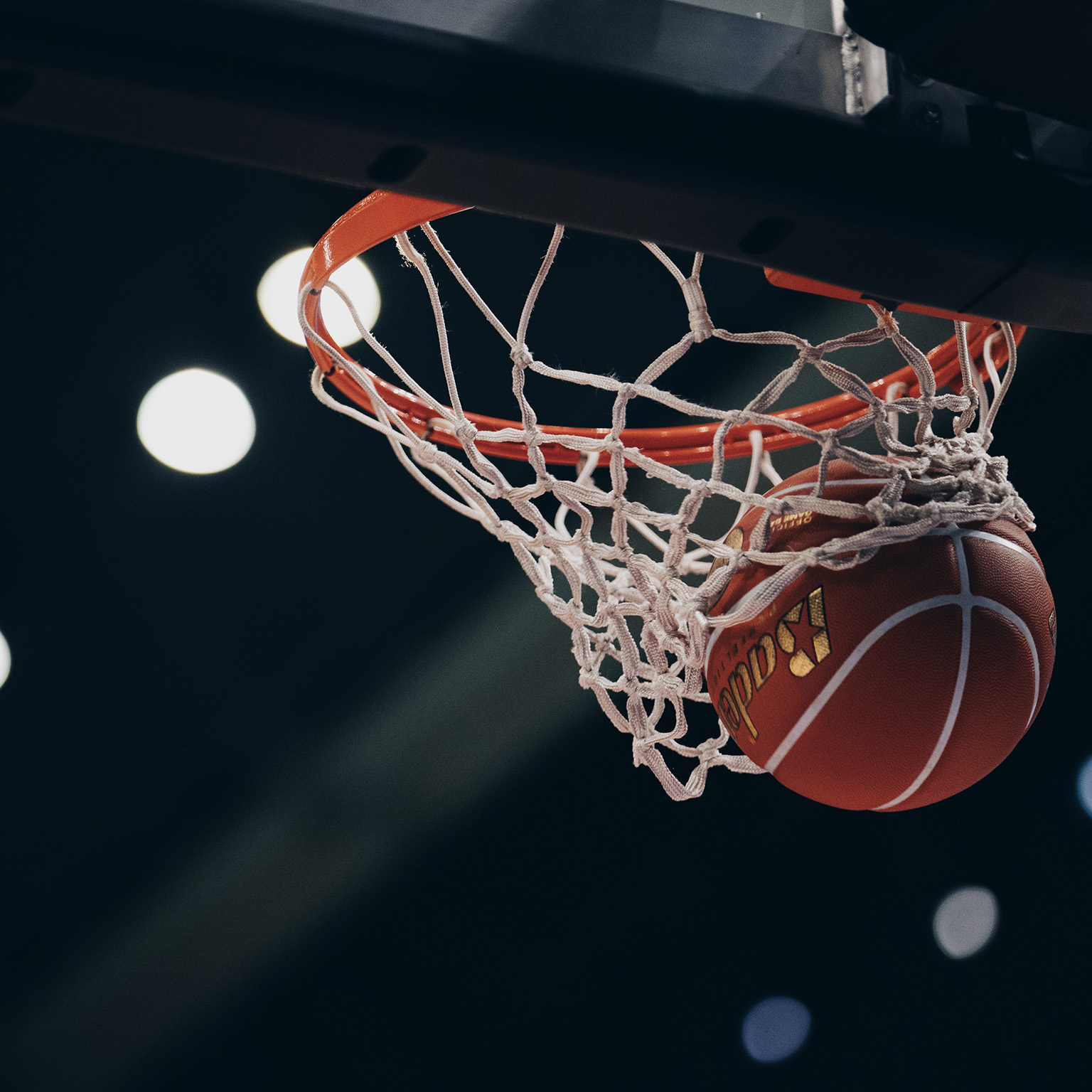 a ball going through a hoop
