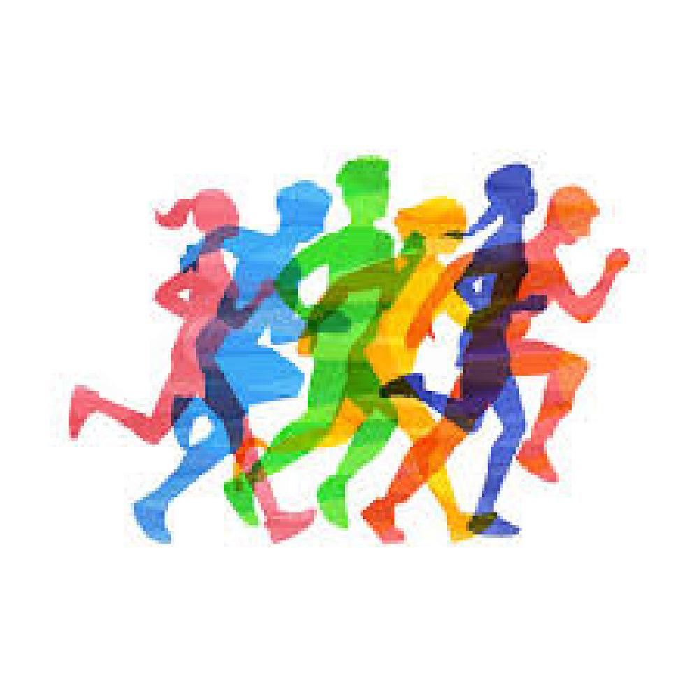 colour silouettes of kids running