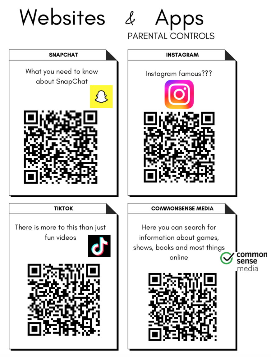 image of QR codes being used for Norgate's Cyber Safety Tips/info page 2