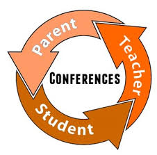 the word conferences with parent student teacher around it